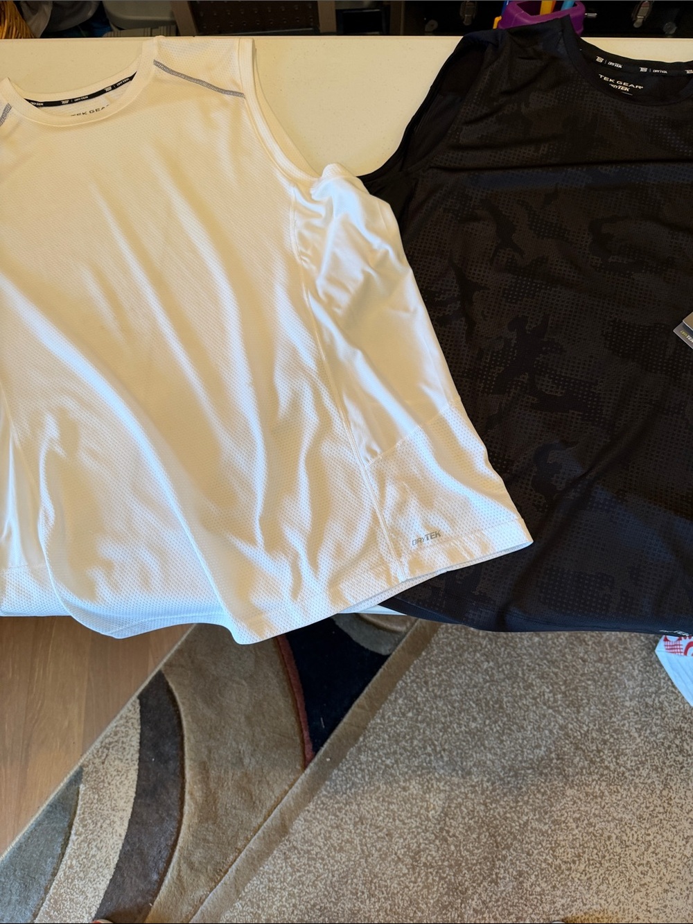 tek gear White Mesh Athletic Tank with Black Trim